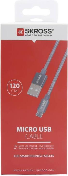 Actual product image Skross USB Cable Micro Cable, Braiding, 1.20m space gray (1.20 m, USB 2.0)