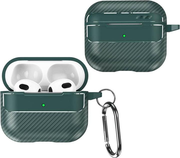 Produktbild Cover-Discount Airpods Pro / 3 - Silikoncase Carbon Look grün (Kopfhörer Hülle)