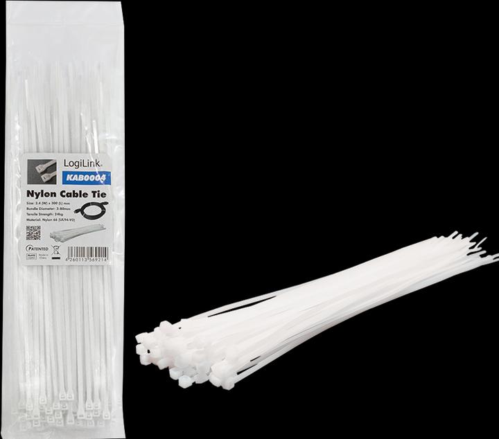 Produktbild LogiLink Kabelbinder, 100 Stk. (Kunststoffkabelbinder, 300 mm, 100 Stk.)