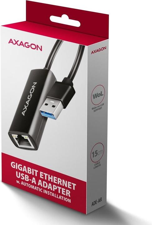Produktbild Axagon ADE-AR, USB-A 3.2 Gen 1 - Gigabit Ethernet s????ov?? karta, Realtek 8153, auto instal (USB 3.0, RJ45 Gigabit Ethernet (1x))