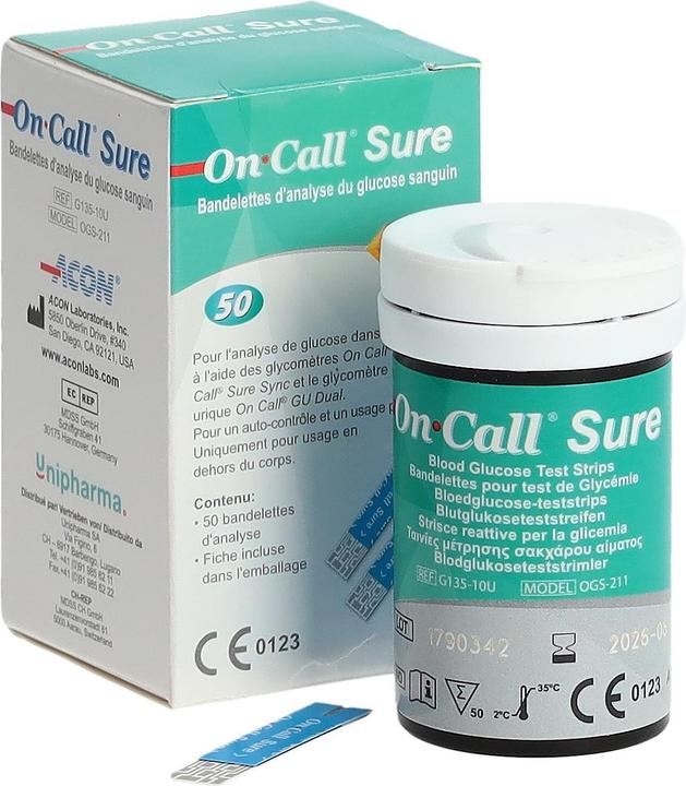 Produktbild On call Sure Blutglukoseteststreifen 50 Stk (Teststreifen)