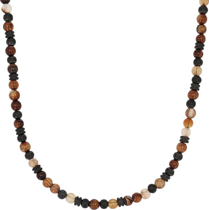 S.Oliver Halsschmuck für Jungs, Edelstahl, Steel Beads, Achat (Edelstahl, 3 cm)