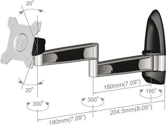 Actual product image Tronje LCD TFT Wandhalter AR210, 15"-2X", max.12kg (Wall, 24", 12 kg)