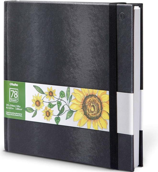 Image du produit Ohuhu Carnet de croquis d'art (21 x 21 cm, Blanc, Couverture rigide)