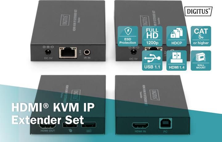 Actual product image Digitus HDMI KVM IP Extender Set