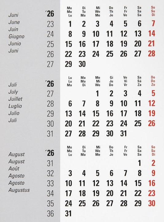 Produktbild Biella Ersatzkalendarium für 3-Monats-Tischkalender Desktop Frame
