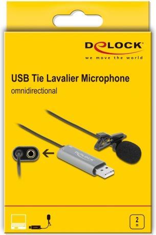 Actual product image Delock Microphone USB Tie/Lavier, Omnidirectional 24Bit/192Khz