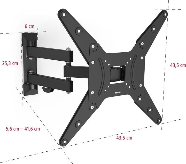 Image du produit Hama Fullmotion (Mur, 65", 25 kg)