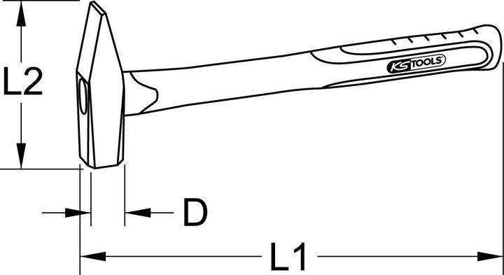 Produktbild KS Tools Vorschlaghammer mit Fiberglasstiel, mit Finne, Länge 880 mm, Hammerkopf 5000 g (6000 g)