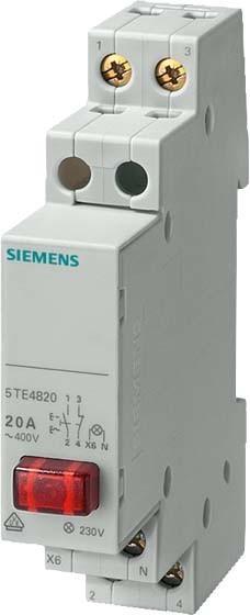 Actual product image Siemens SIEM 5TE4823 Push button, 2S 20A 1 button red, lamp 230V