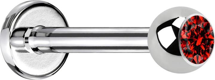 Star Piercing Labret silber mit Kugel Kristall rot (Chirurgenstahl 316L, ohne Messing)