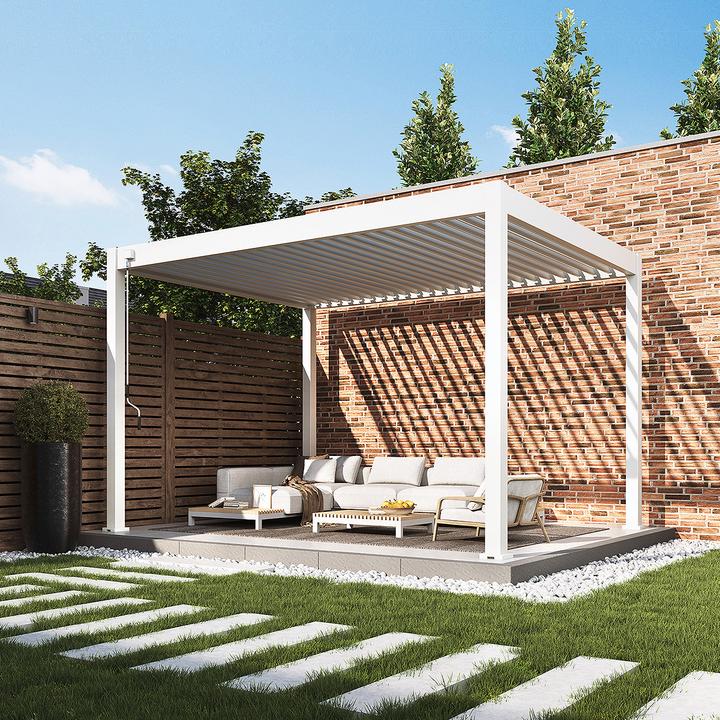 Produktbild Weide Classic | Aluminium Pavillon | 3 x 4 M | Lamellendach weiss | Pergola freistehend (300 cm, 400 cm)