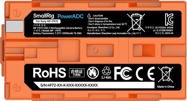 Produktbild SmallRig 4972 NP F970 USB C Rechargeable Camera Battery (Orange) (Kamera Akku)