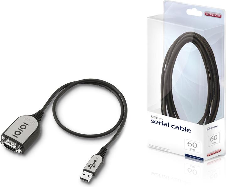 Produktbild Sitecom USB 2.0 to Serial 0,6m black (60 m)