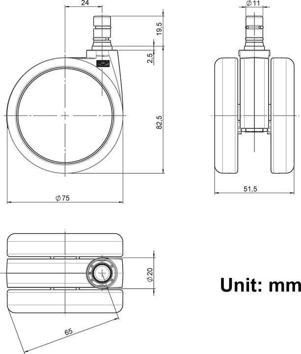 Actual product image Hjh Office 5x ROLO No-Noise 11mm/75mm