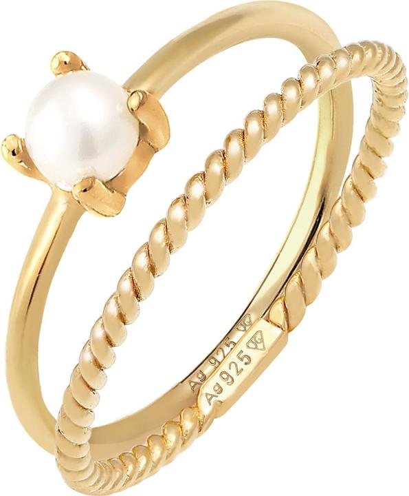 Elli PREMIUM Ring Ring Set Perle Twisted 925 Silber