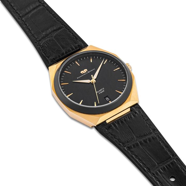 Immagine prodotto Orologio al quarzo da uomo Cooledge in vera pelle/silicone nero - 26517 (Orologio da polso analogico, 42 mm)