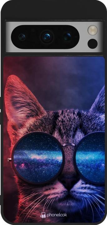 PhoneLook Hülle Silikon schwarz Red Blue Cat Glasses (Google Pixel 8 Pro)