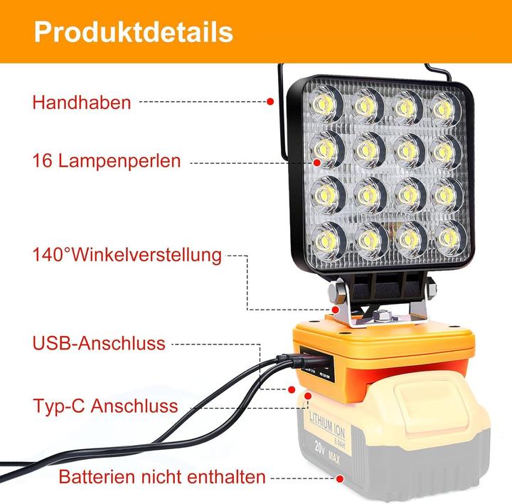 Actual product image ‎Edtran LED Arbeitsleuchte für Dewalt (6000 lm)