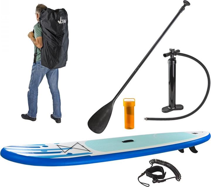 Produktbild Dema SUP Stand Up Paddle Board 305x71 cm Surfboard blau aufblasbar + Paddel + Zubehör