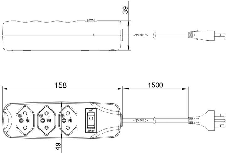 Actual product image Furber connector strip 3xT13 (3 x, Type 13, 1.50 m)