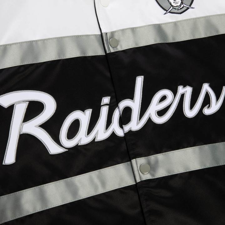 Actual product image Mitchell & Ness M&N Heavyweight Satin Veste - SCRIPT Oakland Raiders (M)
