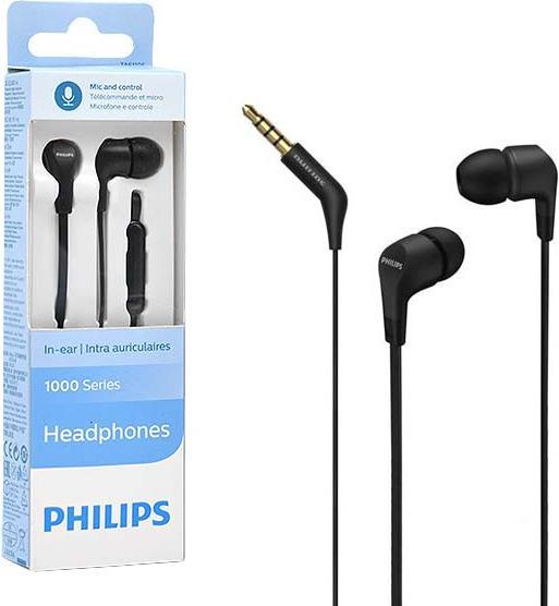 Actual product image Philips wired in-ear headphones, TAE1105BK (No noise cancelling, Cable)