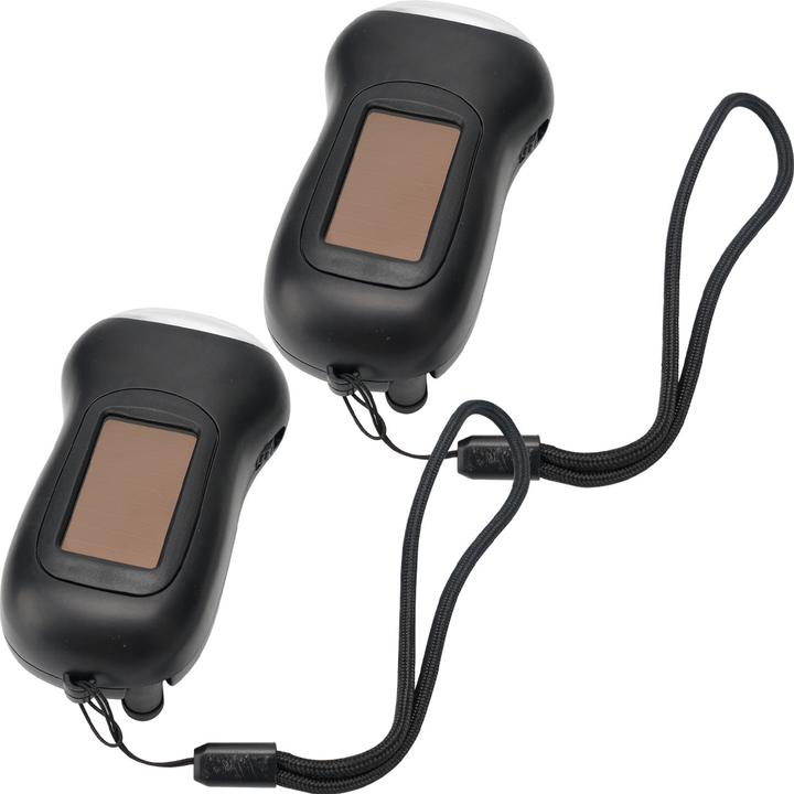 Produktbild Casativo 2er-Set Dynamo-Taschenlampe mit Solarpanel (9.30 cm, 20 lm)