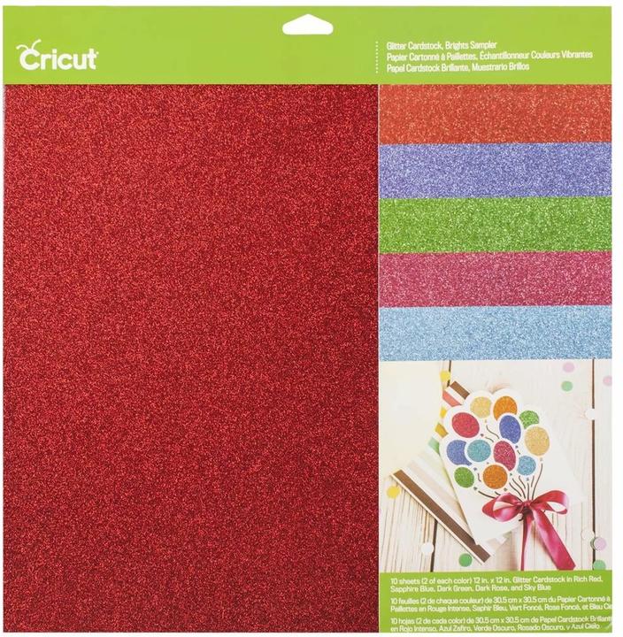 Produktbild Cricut Bastelkarton Glitter 30.5 x 30.5 cm, 10 Blatt, 5 Farben