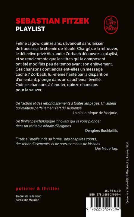 Immagine prodotto Liste de lecture : psychothriller (Francese, Fitzek Sebastian, 2024)