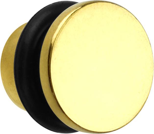 Star Piercing Flachkopf Plug vergoldet mit Titanium Schicht (ohne Messing, Chirurgenstahl 316L)