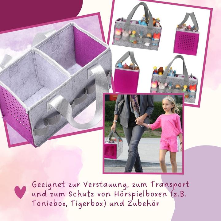 Produktbild Hermex Aufbewahrungstasche für Hörspielbox und Figuren Organizer-Tasche für Hörspiel Pink