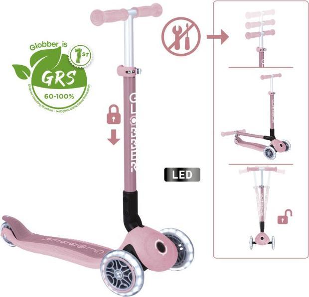 Actual product image Globber PRIMO FOLDABLE LIGHTS ECO berry, with illuminated castors