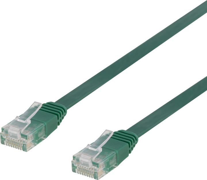Actual product image Deltaco U/UTP Cat6 patch cable flat 0.5m 250MHz green (U/UTP, CAT6, 0.50 m)