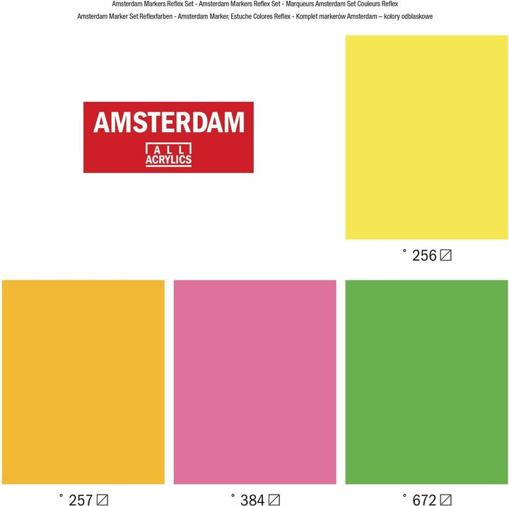 Actual product image Amsterdam Acrylic marker reflex set 4 pieces (Orange, Green, Yellow, Pink, 4 mm, 4 x)