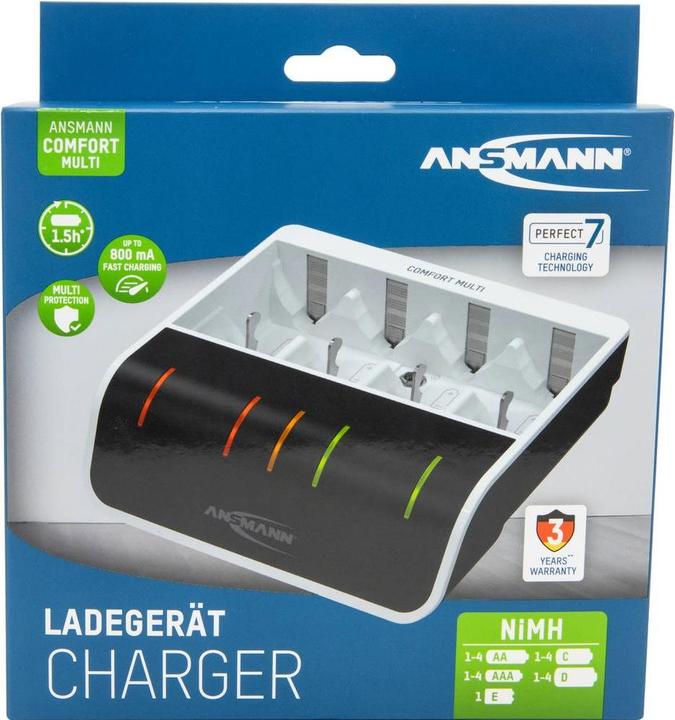 Produktbild Ansmann Comfort Multi Ladegerät (1 Stk., AA, HR03, 800 mAh, Ladegerät ohne Akku)