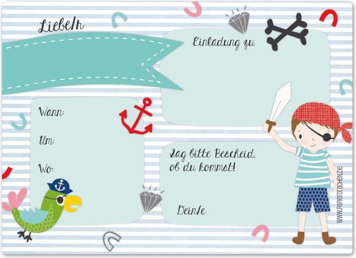 Image du produit Papierdrachen 12 cartes d'invitation pour un anniversaire - Pirate (12 pcs)