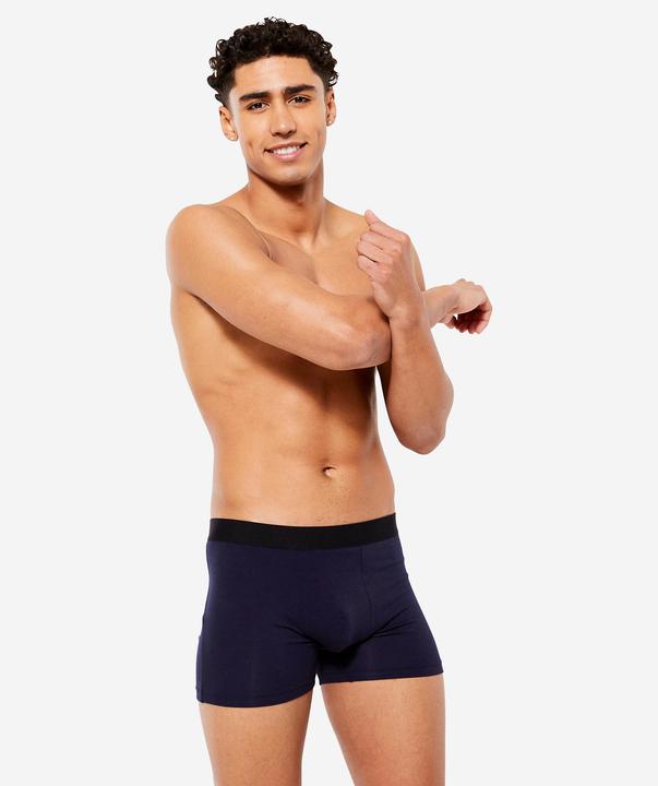 Immagine prodotto Domyos Boxer da uomo in cotone confezione da 3 pezzi - nero/grigio/blu (XL, confezione da 3)