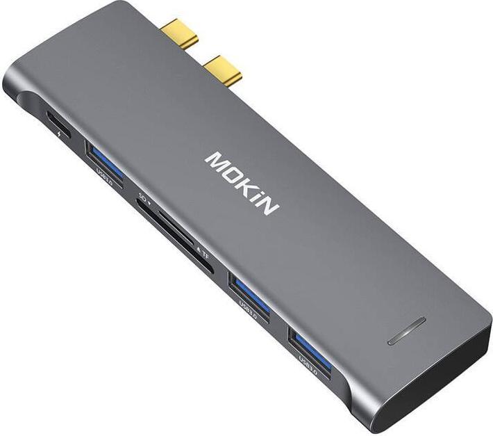 Mokin HUB 6in2 USB-C per Macbook 3xUSB-A 1xUSB-C 1xSD/MicroSD (argento) (USB-C)