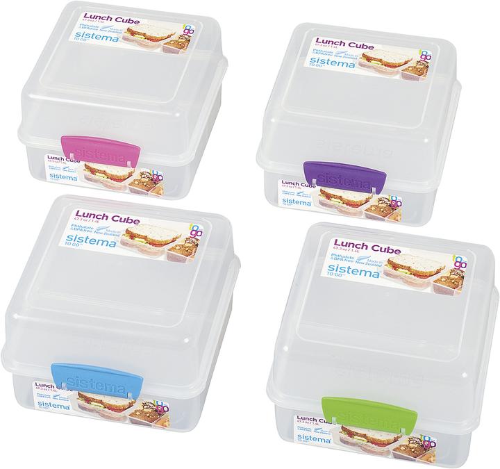 Sistema Lunchbox Cube to go 3 compartments 14,5x15x9,6cm assorted colors