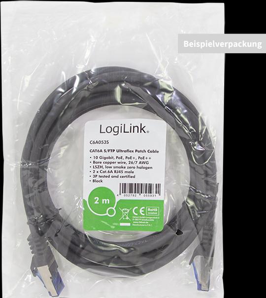 Image du produit LogiLink C6A123S RJ45 CAT 6a S/FTP 30m noir 1p. (S/FTP, CAT6a, 30 m)