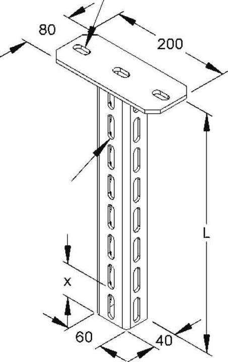 Produktbild Niedax NIE HU6040/1500 HÃ¤ngestiel U-Profil 60x40x1500mm feuerverz.DIN EN ISO 1461