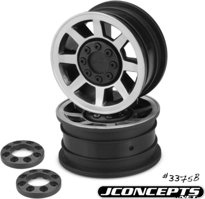 Actual product image JConcept Vengeance - 1.9 Vaterra Ascender 12mm glue-on wheel - (black w/ silver face plating) - 2pc.