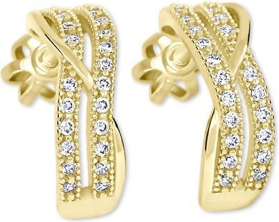 Brilio Gold semicircular earrings with crystals 239 001 00978