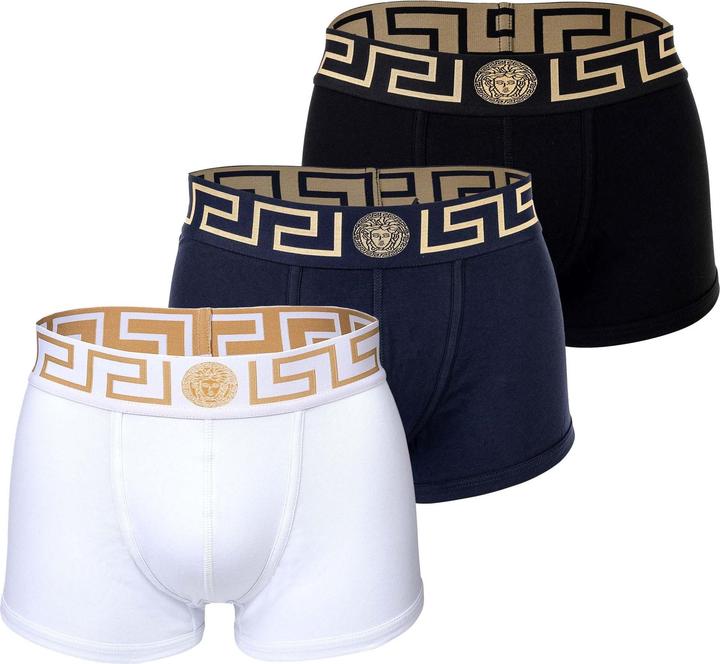 Versace Underpants Tri-Pack Trunk Jersey Topeka Bi-Stretch Cotton Organic New Logo (S, 3er Pack)