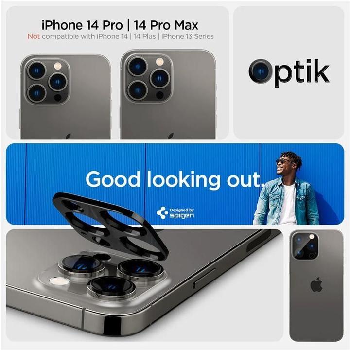 Produktbild Spigen Optik.Tr Camera iPhone 14 Pro/14 Pro Max Lens 2szt./2pcs czarny/black AGL05273 (2 Stück, Apple iPhone 11 Pro)