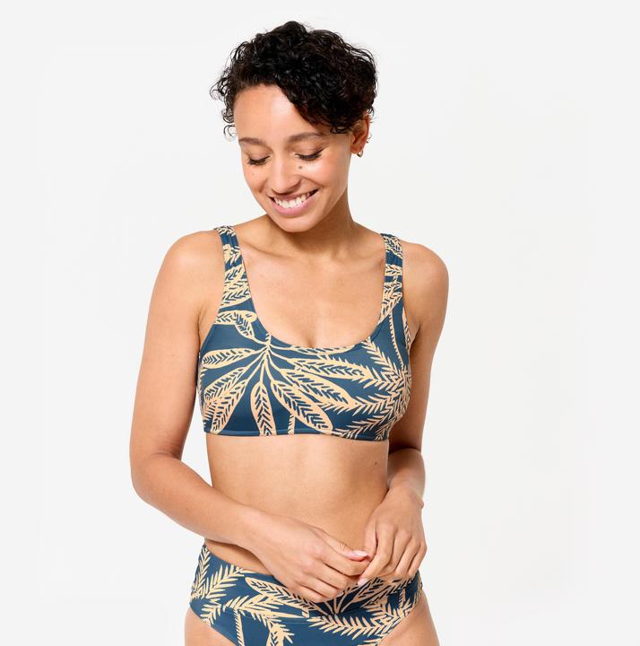 Image du produit Olaian Haut de maillot brassière surf Femme - Aurely palmer bleu (38)