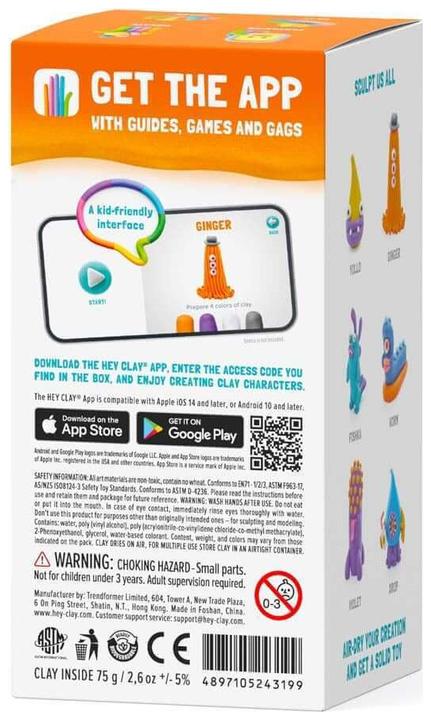 Actual product image TM Toys Hey Clay 440044 Claymates Ginger (With iOS & Android App) - Air Dry, 5 Colours