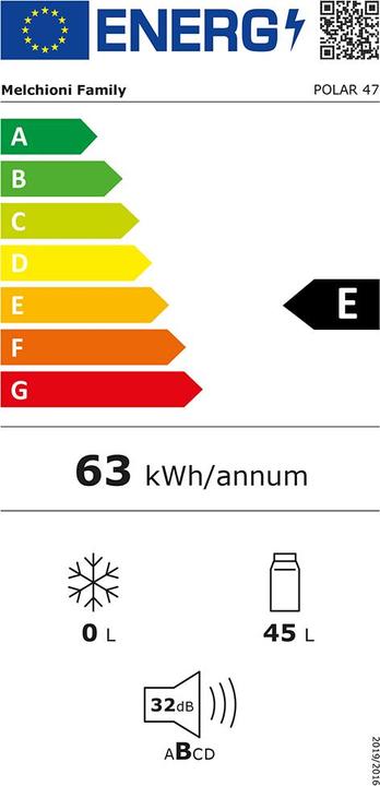 Energy Label Melchioni Polar 47 Black 47 Litre Fridge