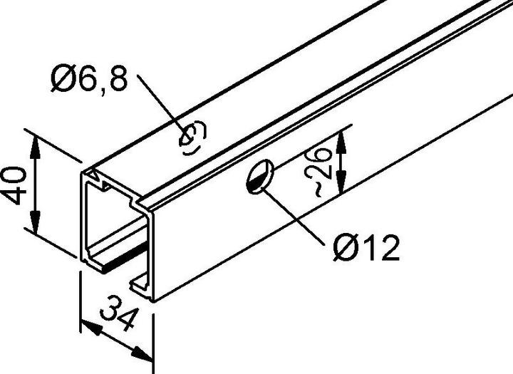 Produktbild Helm Laufschiene 140 Aluminium EV1 eloxiert Lagerlänge 2500 mm Wandmontage